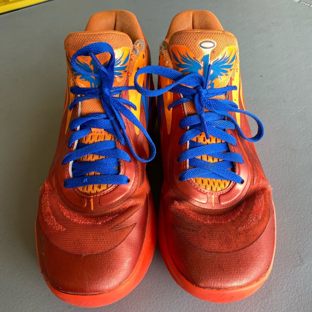 Puma Orange and Red Athletic Shoes with Blue Accents - Picture 2 of 4